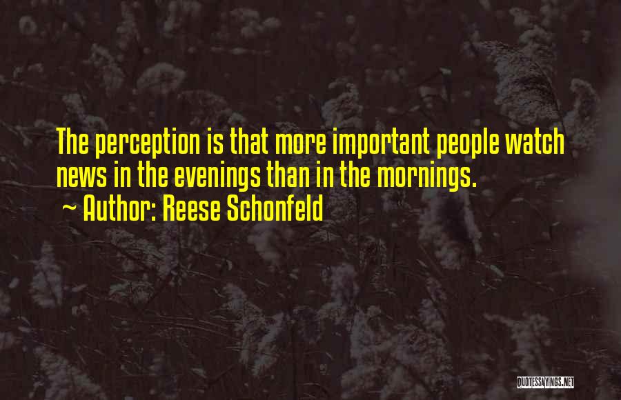 Reese Schonfeld Quotes: The Perception Is That More Important People Watch News In The Evenings Than In The Mornings.