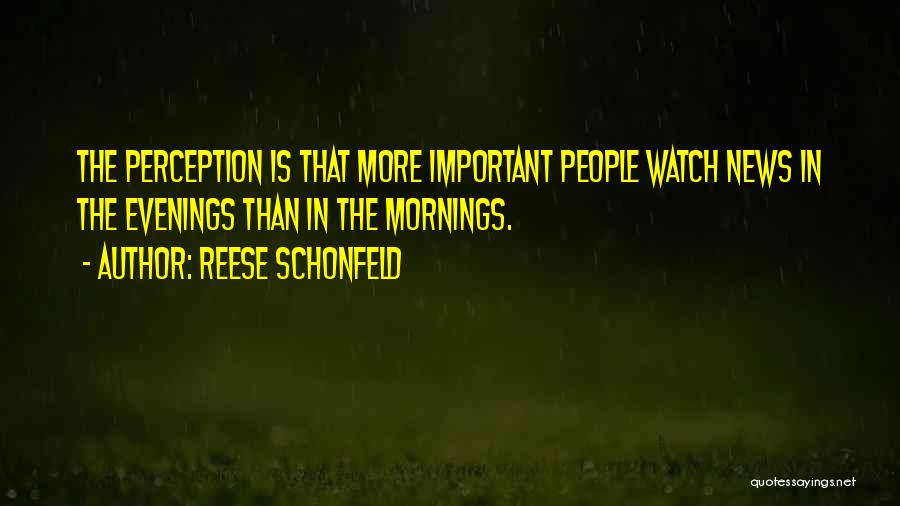 Reese Schonfeld Quotes: The Perception Is That More Important People Watch News In The Evenings Than In The Mornings.