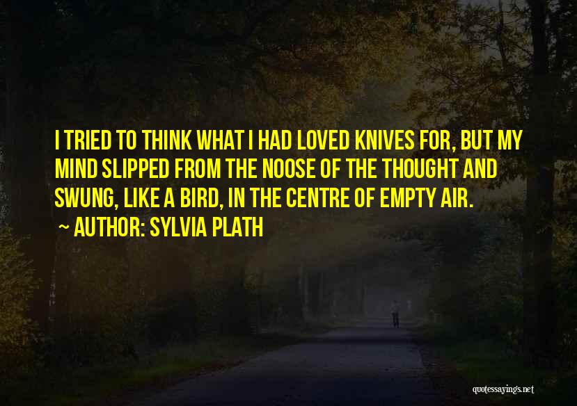 Sylvia Plath Quotes: I Tried To Think What I Had Loved Knives For, But My Mind Slipped From The Noose Of The Thought