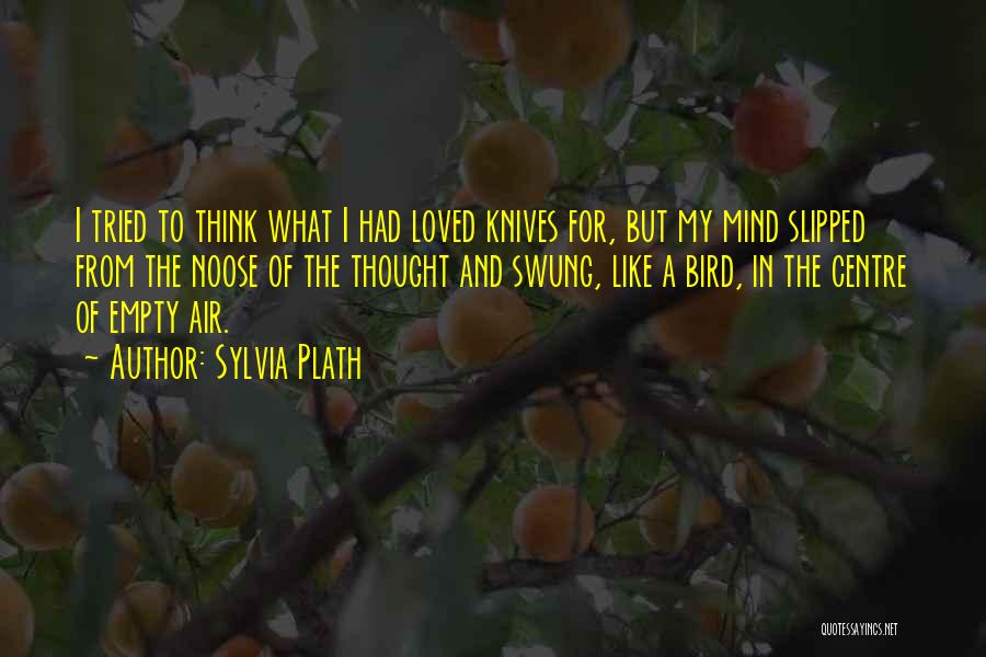 Sylvia Plath Quotes: I Tried To Think What I Had Loved Knives For, But My Mind Slipped From The Noose Of The Thought