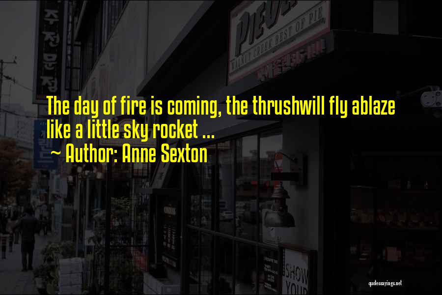 Anne Sexton Quotes: The Day Of Fire Is Coming, The Thrushwill Fly Ablaze Like A Little Sky Rocket ...