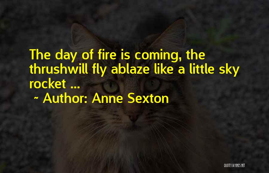 Anne Sexton Quotes: The Day Of Fire Is Coming, The Thrushwill Fly Ablaze Like A Little Sky Rocket ...