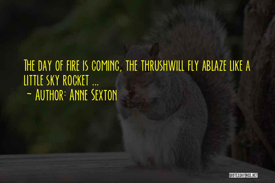 Anne Sexton Quotes: The Day Of Fire Is Coming, The Thrushwill Fly Ablaze Like A Little Sky Rocket ...