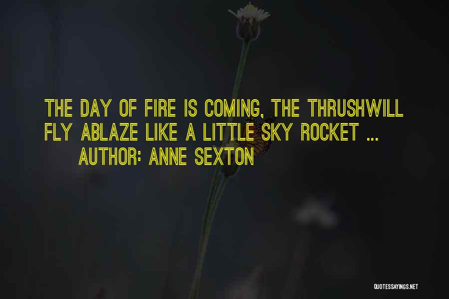 Anne Sexton Quotes: The Day Of Fire Is Coming, The Thrushwill Fly Ablaze Like A Little Sky Rocket ...