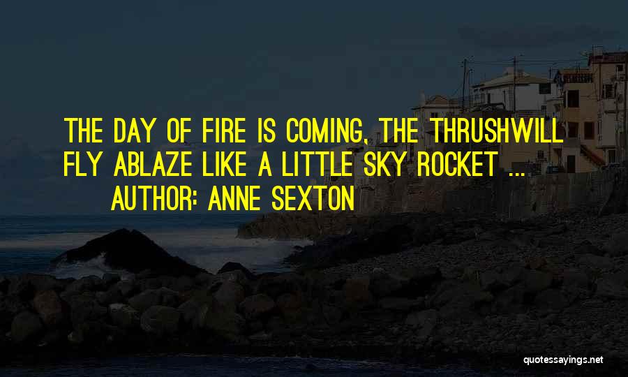 Anne Sexton Quotes: The Day Of Fire Is Coming, The Thrushwill Fly Ablaze Like A Little Sky Rocket ...