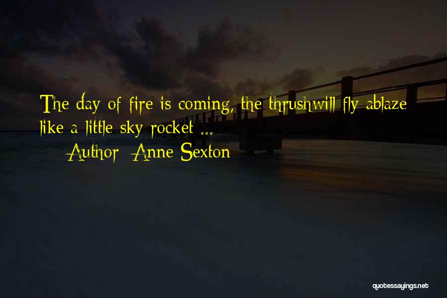 Anne Sexton Quotes: The Day Of Fire Is Coming, The Thrushwill Fly Ablaze Like A Little Sky Rocket ...
