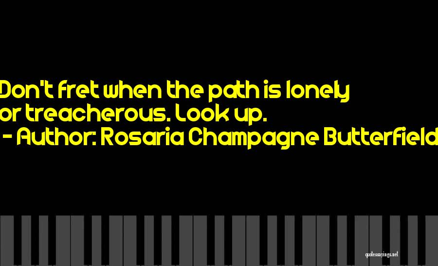 Rosaria Champagne Butterfield Quotes: Don't Fret When The Path Is Lonely Or Treacherous. Look Up.