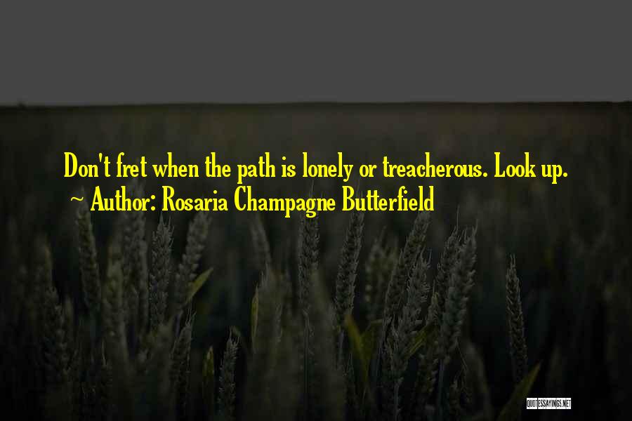 Rosaria Champagne Butterfield Quotes: Don't Fret When The Path Is Lonely Or Treacherous. Look Up.