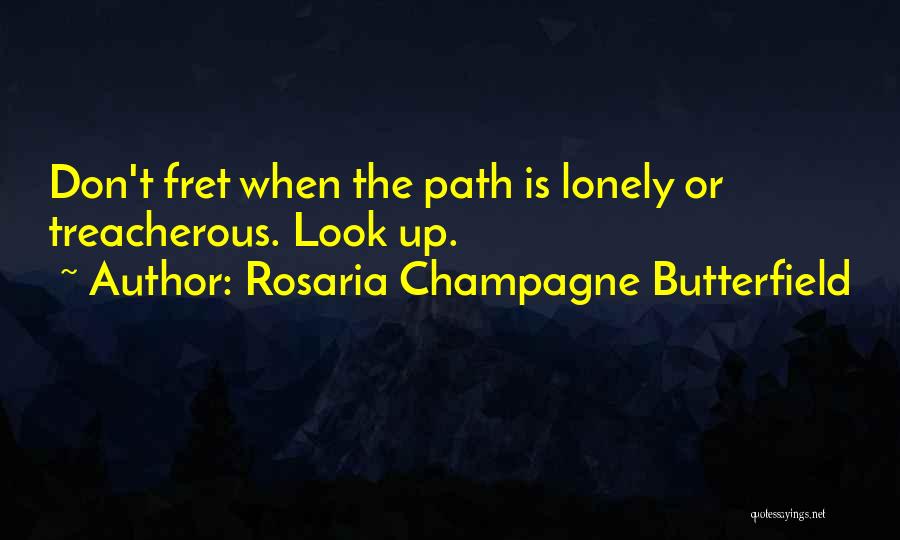 Rosaria Champagne Butterfield Quotes: Don't Fret When The Path Is Lonely Or Treacherous. Look Up.