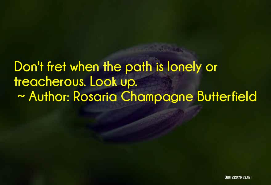 Rosaria Champagne Butterfield Quotes: Don't Fret When The Path Is Lonely Or Treacherous. Look Up.