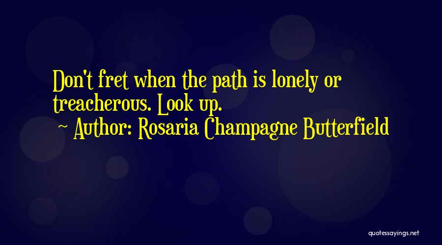 Rosaria Champagne Butterfield Quotes: Don't Fret When The Path Is Lonely Or Treacherous. Look Up.