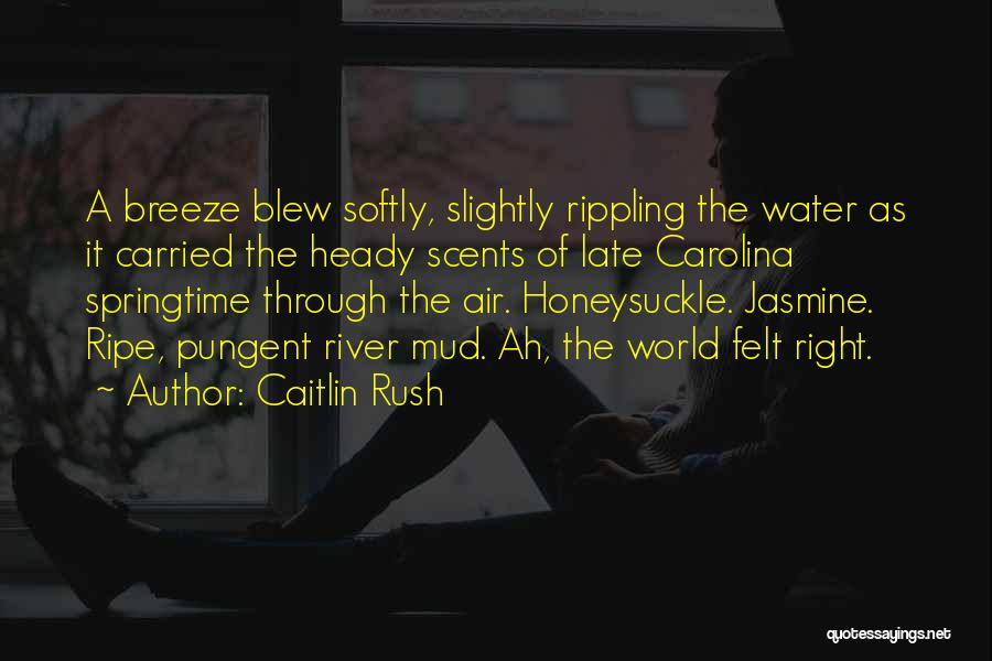 Caitlin Rush Quotes: A Breeze Blew Softly, Slightly Rippling The Water As It Carried The Heady Scents Of Late Carolina Springtime Through The
