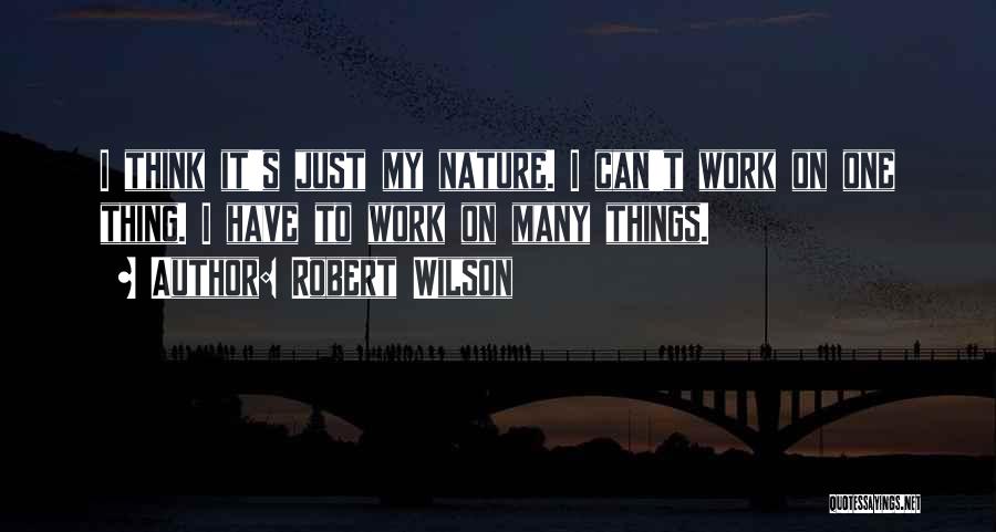 Robert Wilson Quotes: I Think It's Just My Nature. I Can't Work On One Thing. I Have To Work On Many Things.