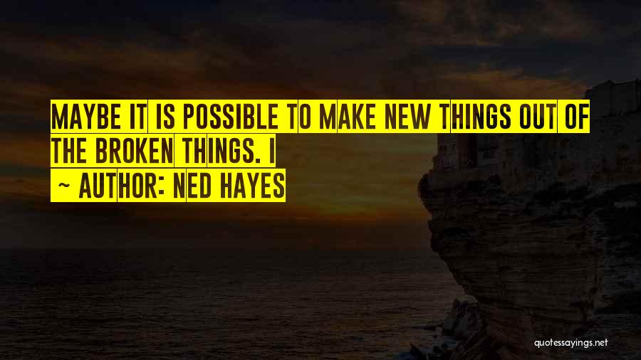 Ned Hayes Quotes: Maybe It Is Possible To Make New Things Out Of The Broken Things. I