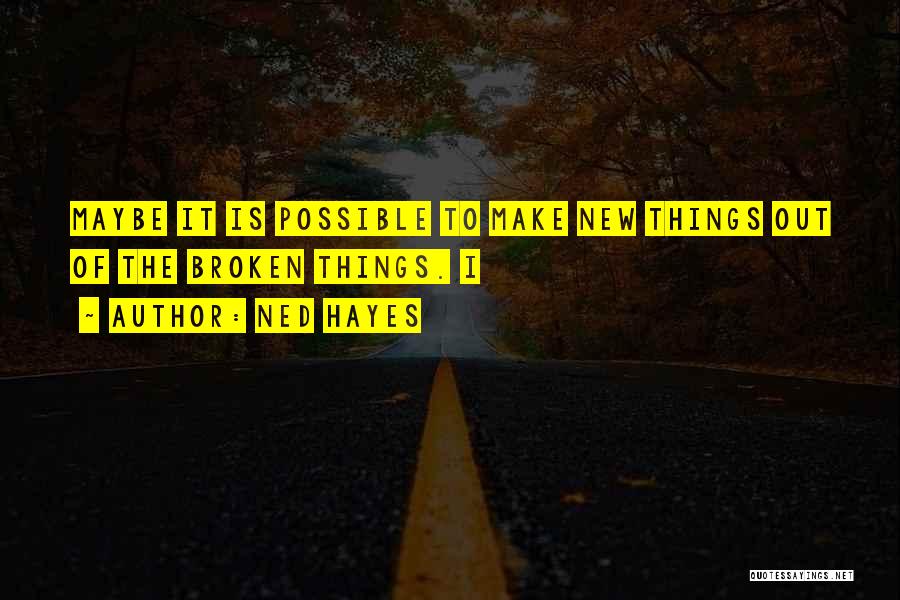 Ned Hayes Quotes: Maybe It Is Possible To Make New Things Out Of The Broken Things. I