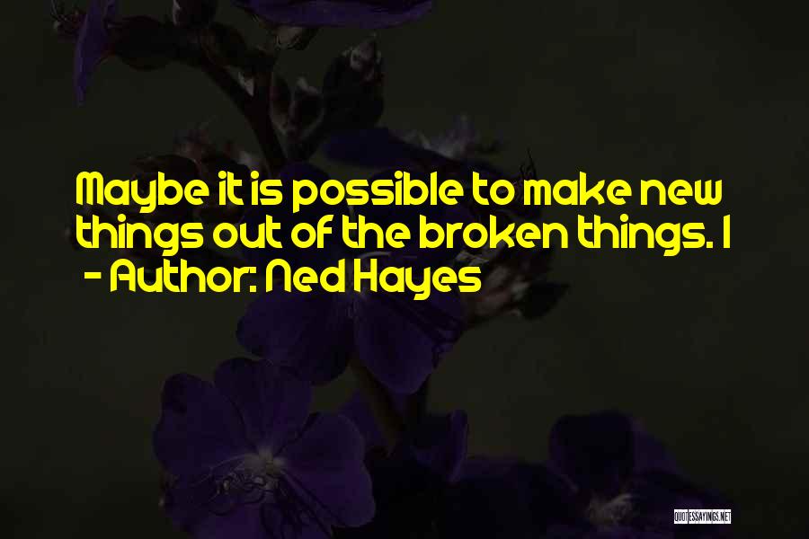 Ned Hayes Quotes: Maybe It Is Possible To Make New Things Out Of The Broken Things. I
