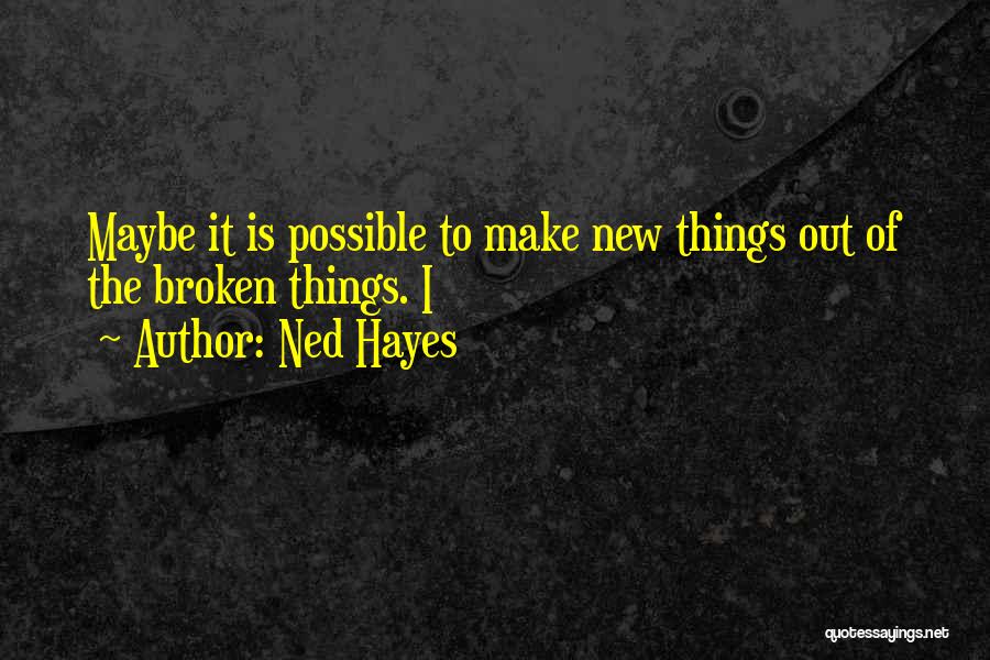 Ned Hayes Quotes: Maybe It Is Possible To Make New Things Out Of The Broken Things. I