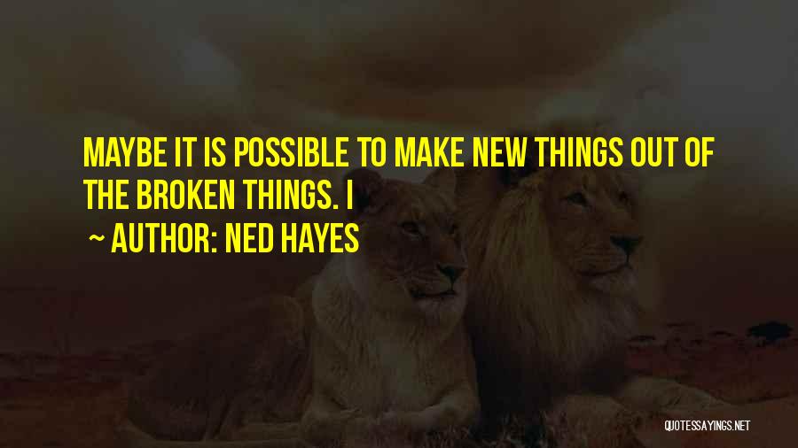 Ned Hayes Quotes: Maybe It Is Possible To Make New Things Out Of The Broken Things. I