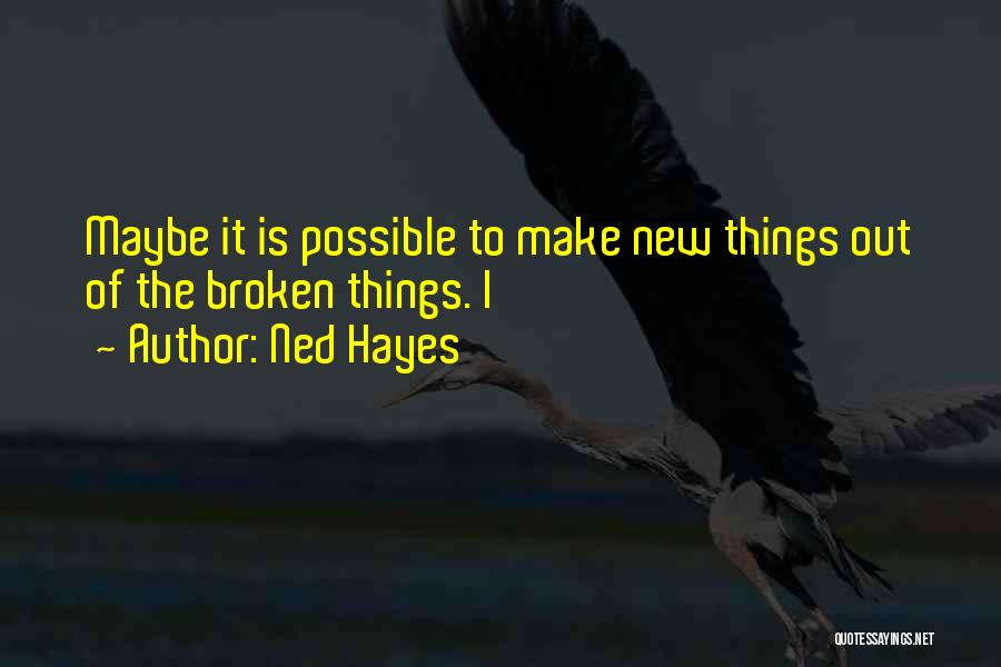 Ned Hayes Quotes: Maybe It Is Possible To Make New Things Out Of The Broken Things. I