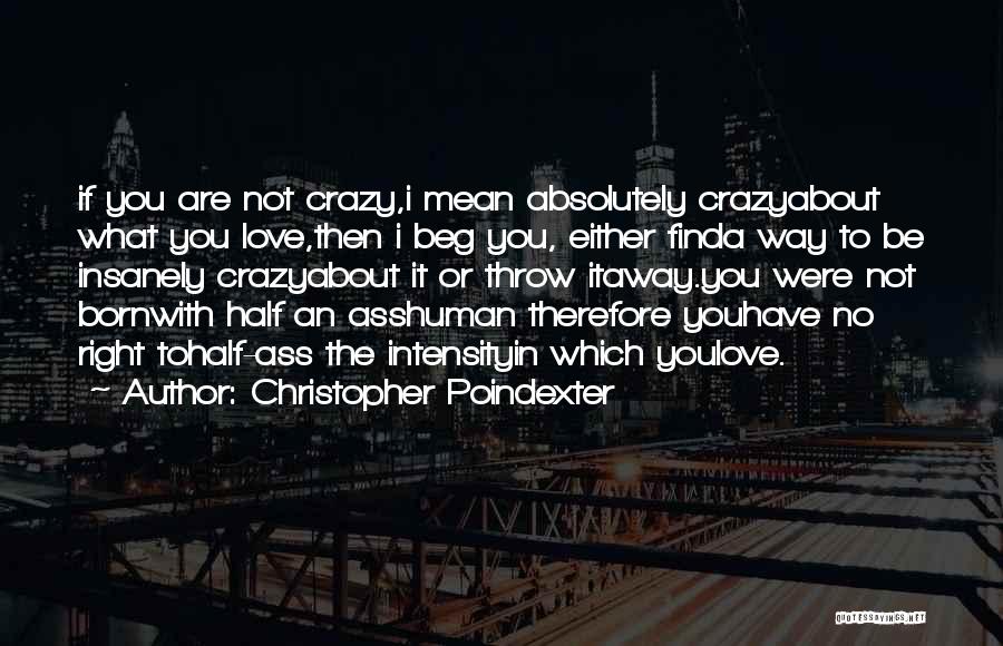 Christopher Poindexter Quotes: If You Are Not Crazy,i Mean Absolutely Crazyabout What You Love,then I Beg You, Either Finda Way To Be Insanely