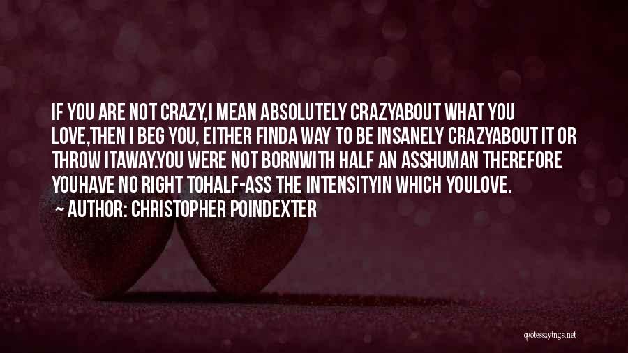 Christopher Poindexter Quotes: If You Are Not Crazy,i Mean Absolutely Crazyabout What You Love,then I Beg You, Either Finda Way To Be Insanely