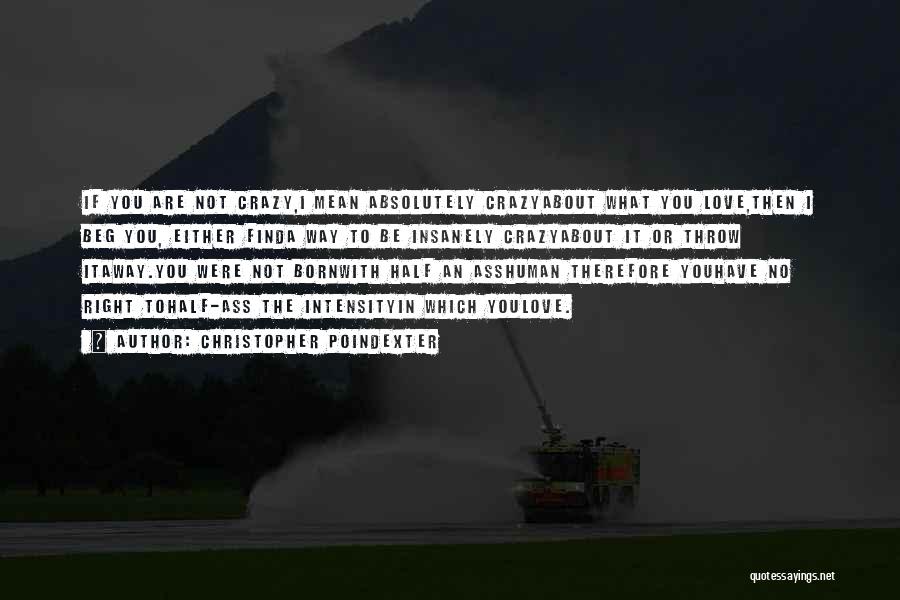 Christopher Poindexter Quotes: If You Are Not Crazy,i Mean Absolutely Crazyabout What You Love,then I Beg You, Either Finda Way To Be Insanely