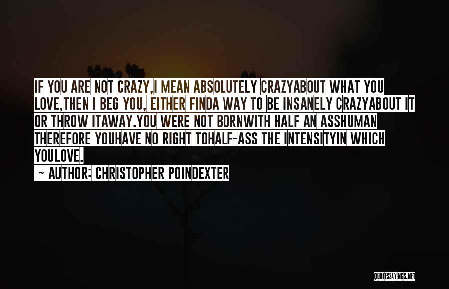 Christopher Poindexter Quotes: If You Are Not Crazy,i Mean Absolutely Crazyabout What You Love,then I Beg You, Either Finda Way To Be Insanely