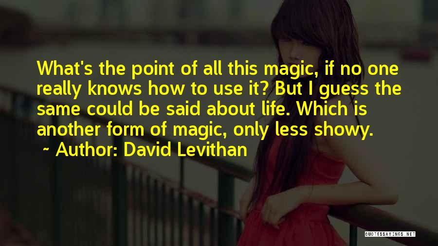 David Levithan Quotes: What's The Point Of All This Magic, If No One Really Knows How To Use It? But I Guess The