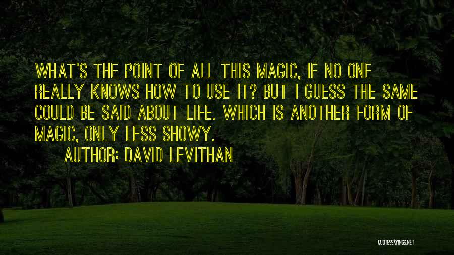 David Levithan Quotes: What's The Point Of All This Magic, If No One Really Knows How To Use It? But I Guess The