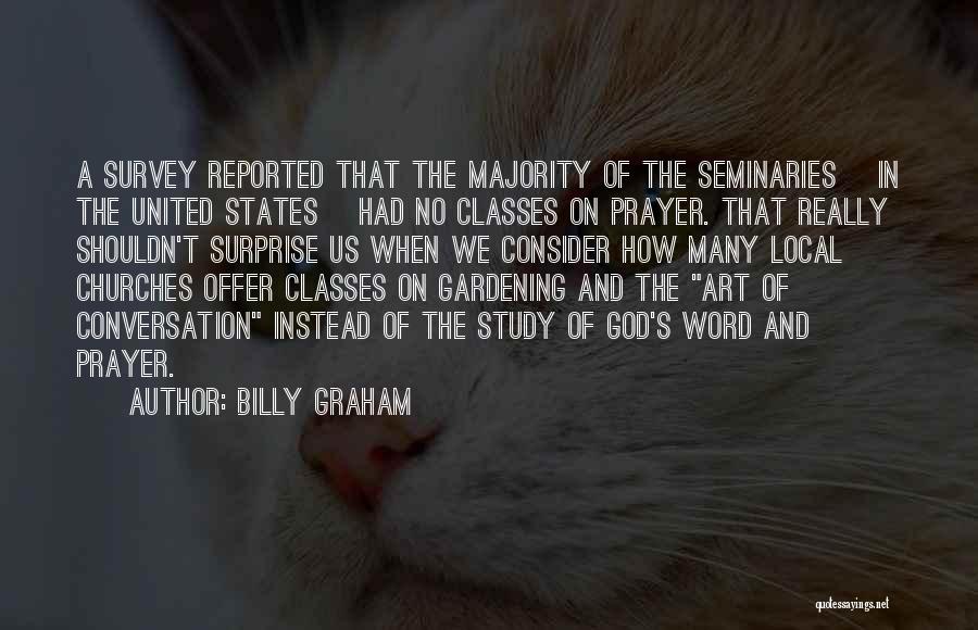 Billy Graham Quotes: A Survey Reported That The Majority Of The Seminaries [in The United States] Had No Classes On Prayer. That Really