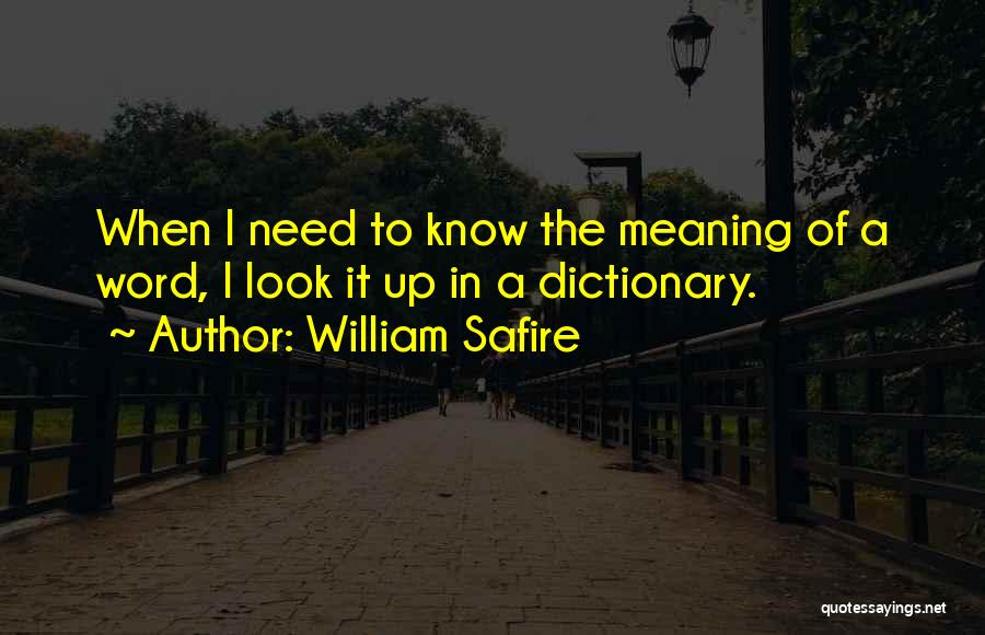 William Safire Quotes: When I Need To Know The Meaning Of A Word, I Look It Up In A Dictionary.