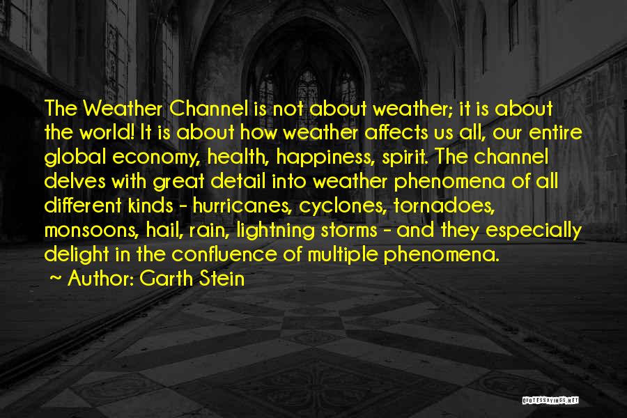 Garth Stein Quotes: The Weather Channel Is Not About Weather; It Is About The World! It Is About How Weather Affects Us All,