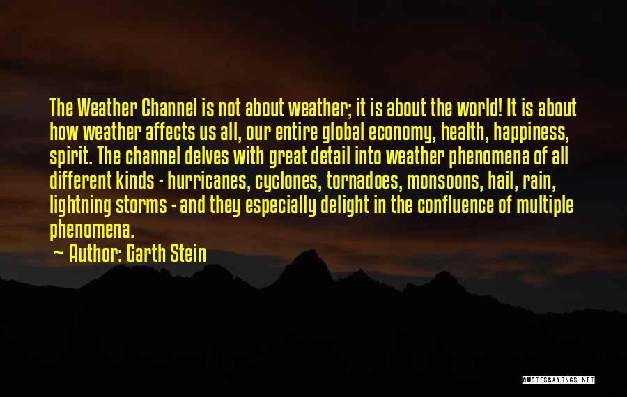 Garth Stein Quotes: The Weather Channel Is Not About Weather; It Is About The World! It Is About How Weather Affects Us All,