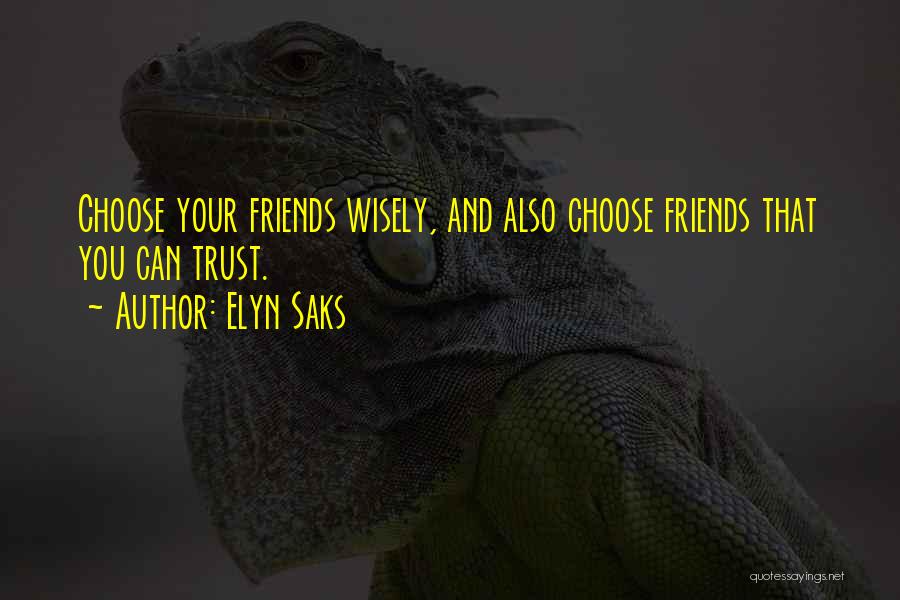 Elyn Saks Quotes: Choose Your Friends Wisely, And Also Choose Friends That You Can Trust.