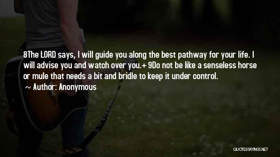 Anonymous Quotes: 8the Lord Says, I Will Guide You Along The Best Pathway For Your Life. I Will Advise You And Watch