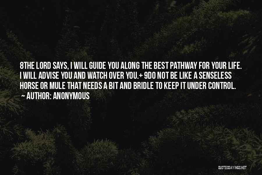 Anonymous Quotes: 8the Lord Says, I Will Guide You Along The Best Pathway For Your Life. I Will Advise You And Watch
