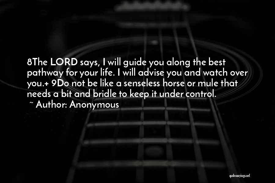Anonymous Quotes: 8the Lord Says, I Will Guide You Along The Best Pathway For Your Life. I Will Advise You And Watch