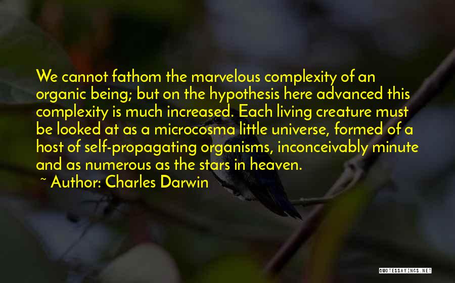 Charles Darwin Quotes: We Cannot Fathom The Marvelous Complexity Of An Organic Being; But On The Hypothesis Here Advanced This Complexity Is Much