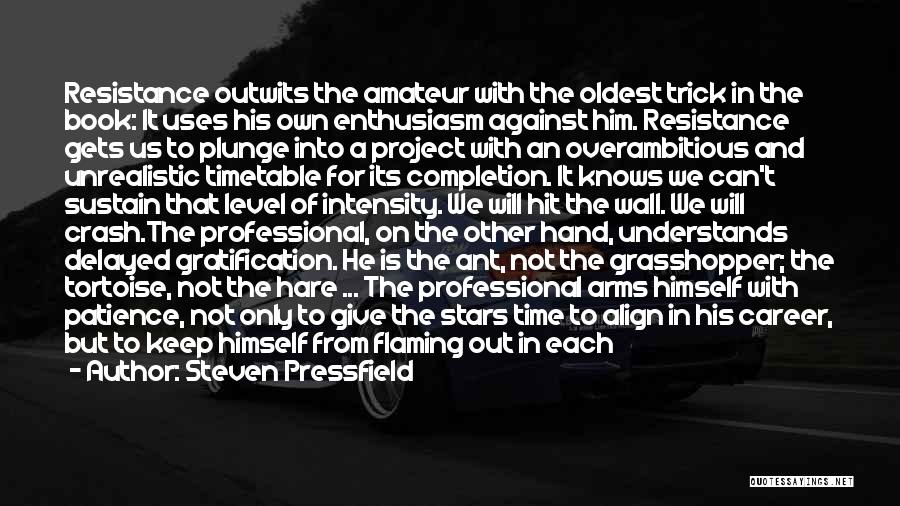 Steven Pressfield Quotes: Resistance Outwits The Amateur With The Oldest Trick In The Book: It Uses His Own Enthusiasm Against Him. Resistance Gets