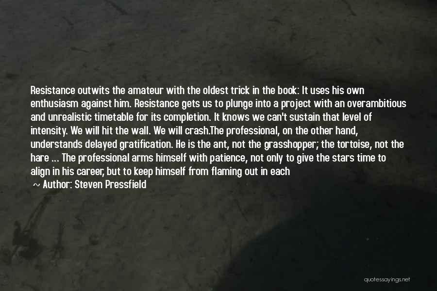 Steven Pressfield Quotes: Resistance Outwits The Amateur With The Oldest Trick In The Book: It Uses His Own Enthusiasm Against Him. Resistance Gets