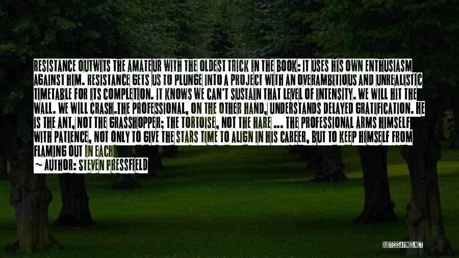 Steven Pressfield Quotes: Resistance Outwits The Amateur With The Oldest Trick In The Book: It Uses His Own Enthusiasm Against Him. Resistance Gets