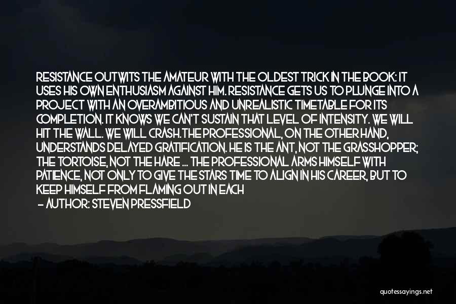 Steven Pressfield Quotes: Resistance Outwits The Amateur With The Oldest Trick In The Book: It Uses His Own Enthusiasm Against Him. Resistance Gets