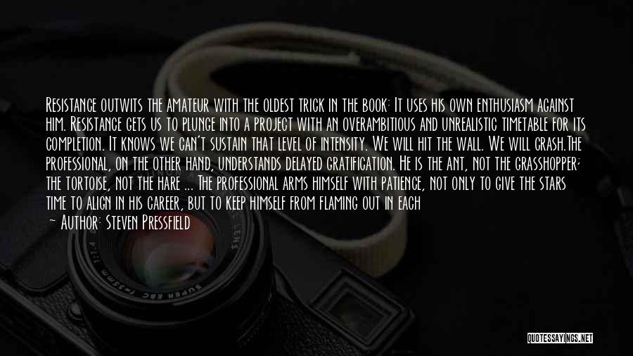 Steven Pressfield Quotes: Resistance Outwits The Amateur With The Oldest Trick In The Book: It Uses His Own Enthusiasm Against Him. Resistance Gets