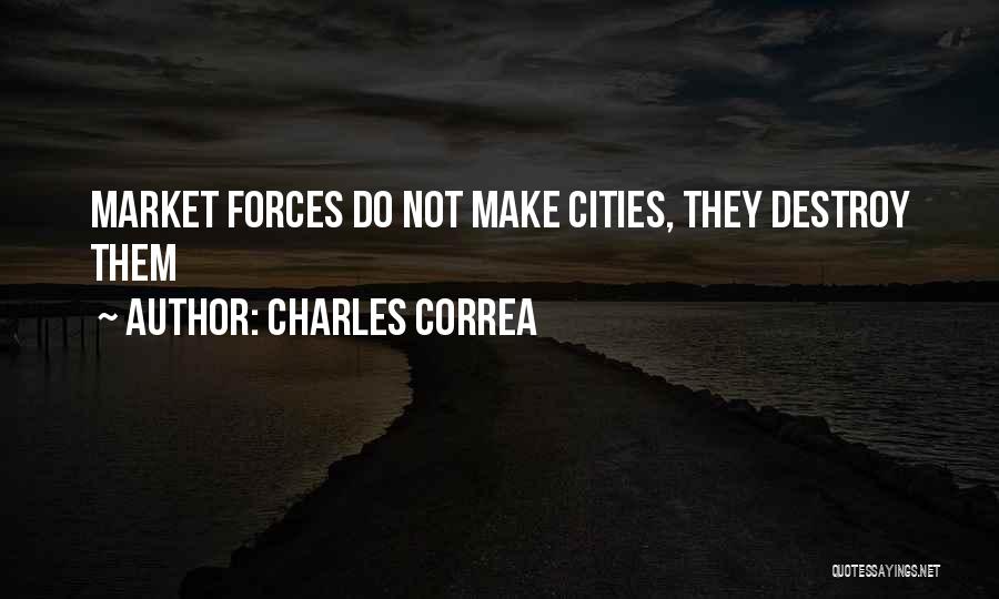 Charles Correa Quotes: Market Forces Do Not Make Cities, They Destroy Them