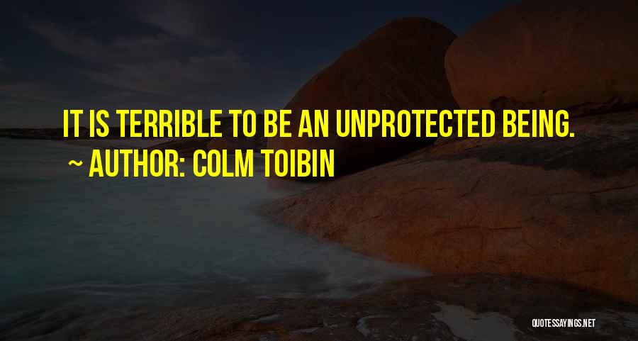 Colm Toibin Quotes: It Is Terrible To Be An Unprotected Being.