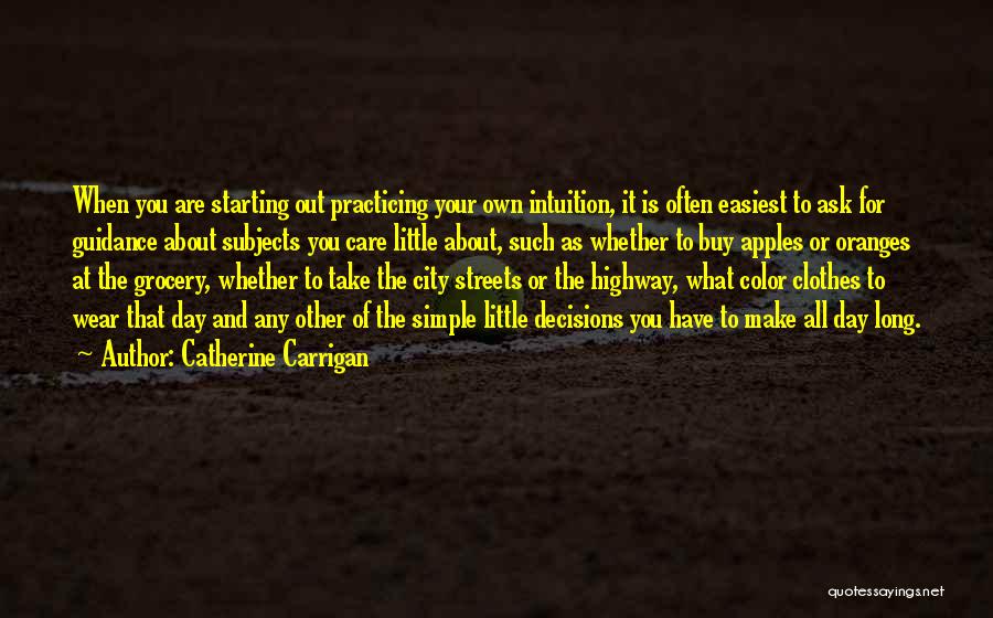 Catherine Carrigan Quotes: When You Are Starting Out Practicing Your Own Intuition, It Is Often Easiest To Ask For Guidance About Subjects You