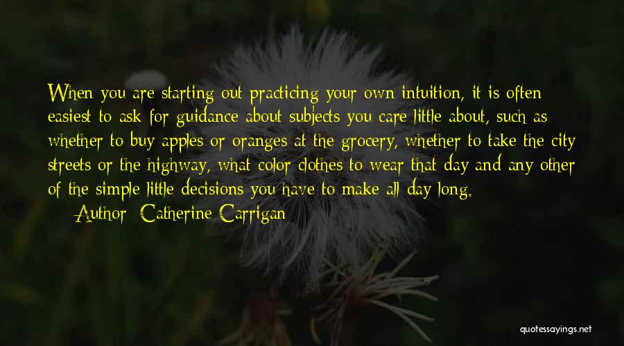 Catherine Carrigan Quotes: When You Are Starting Out Practicing Your Own Intuition, It Is Often Easiest To Ask For Guidance About Subjects You