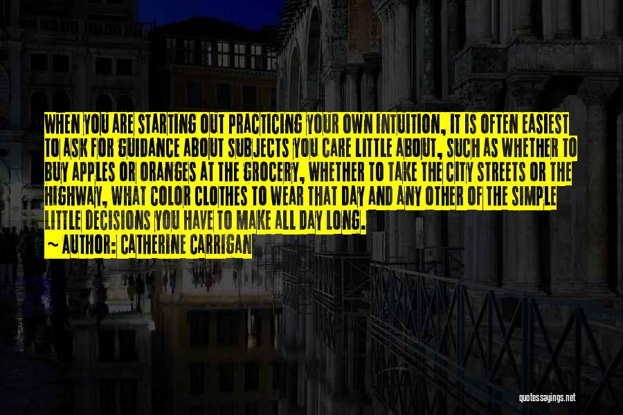 Catherine Carrigan Quotes: When You Are Starting Out Practicing Your Own Intuition, It Is Often Easiest To Ask For Guidance About Subjects You