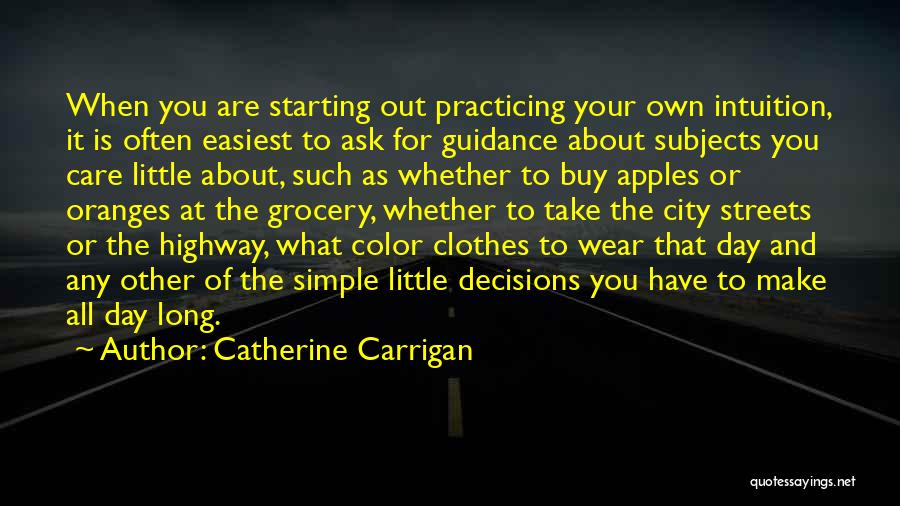 Catherine Carrigan Quotes: When You Are Starting Out Practicing Your Own Intuition, It Is Often Easiest To Ask For Guidance About Subjects You