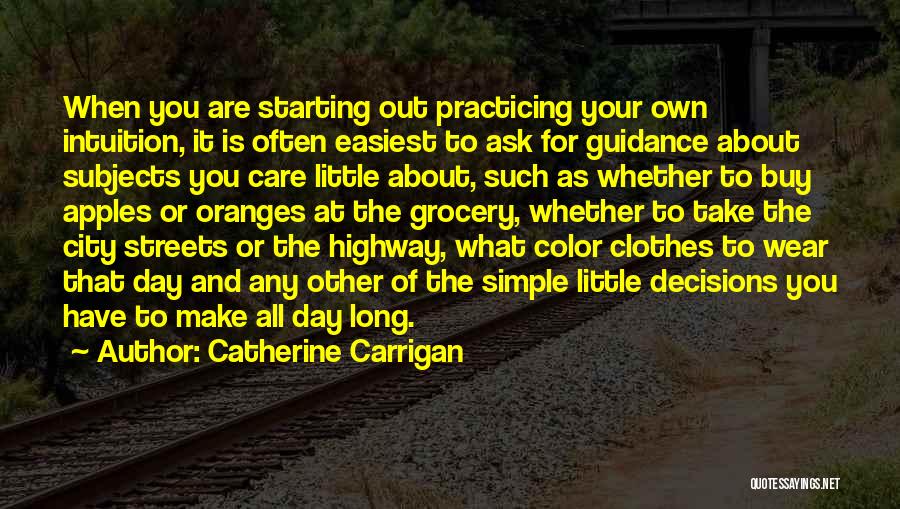 Catherine Carrigan Quotes: When You Are Starting Out Practicing Your Own Intuition, It Is Often Easiest To Ask For Guidance About Subjects You